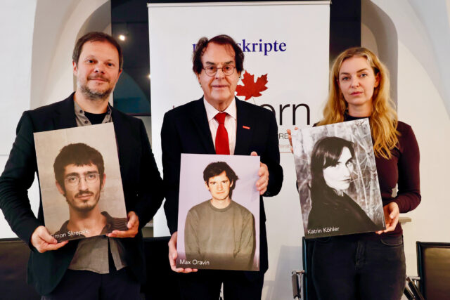 BU1 Andreas Unterweger, Hans Roth und Valerie Fritsch mit den Preisträgern